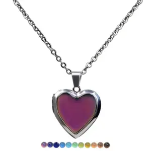 Wholesale Temperature-sensing Color-changing Heart Necklace