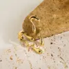 Wholesale 304 Stainless Steel Solid Color PVD Coated Stone-Free 14K Real Gold Plated Classic Style Plating Gold Ear Studs