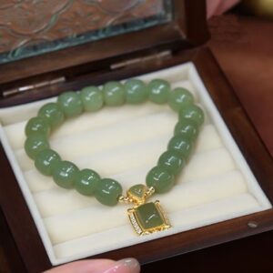 New chinese style sugar cube rising sun green bracelet