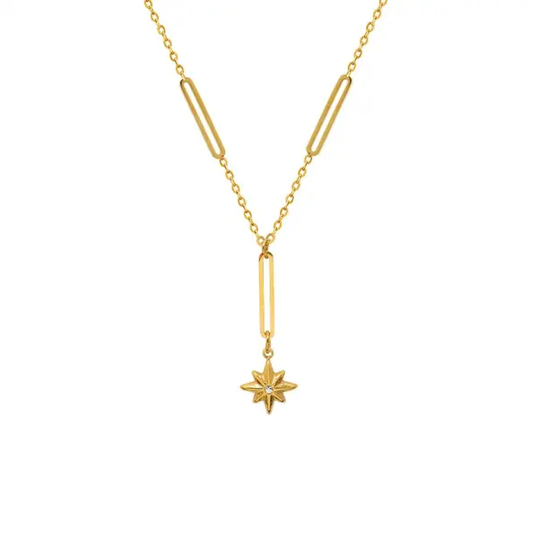 Wholesale PVD Coated Real Gold Plated 18K Gold Geometric 304 Stainless Steel Fashion Waterproof Non Tarnish 304 Stainless Steel Necklace