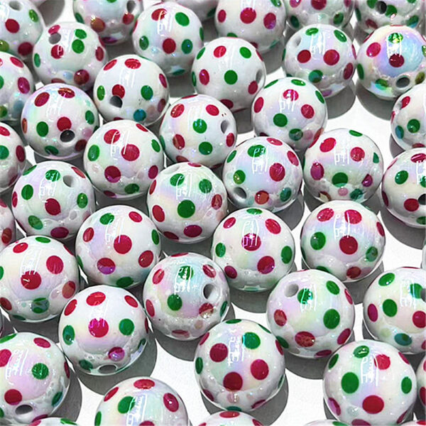 oly-f24e9b79cea28a0c098c29e4278e3db8 Wholesale 16mm straight hole Christmas colorful polka dot beaded DIY handmade beaded pen, phone chain, keychain, car pendant, etc.