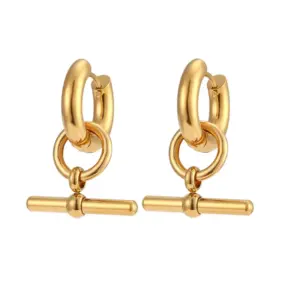 Circle Stick Pendant Earrings