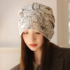 oly-f2577417d1a36dd10ab30c1161ab860d Wholesale Autumn and Winter New Printed Slouchy Beanie Korean Style Windproof Face-Slimming Small Turban Hat Warm Casual Versatile Hat for Women