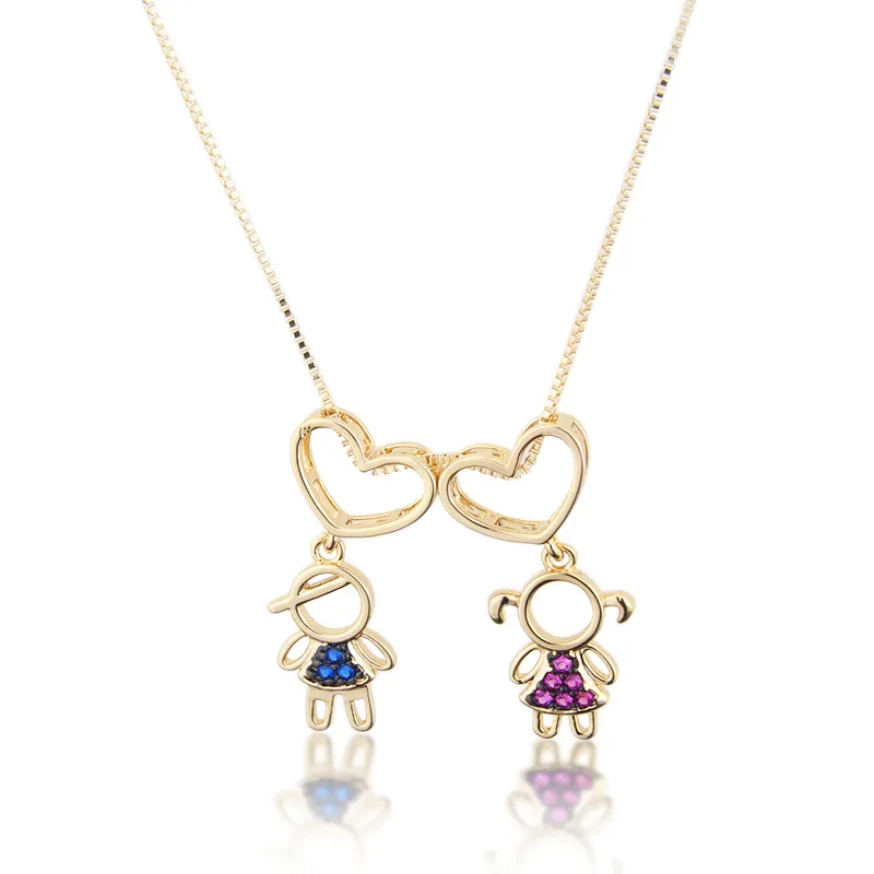 Wholesale Copper Inlaid Zircon Human Zircon Copper Necklaces