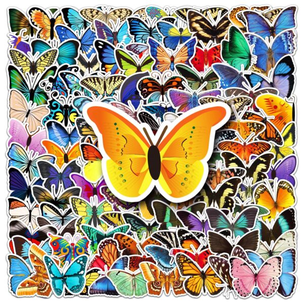 Wholesale 108 butterfly graffiti personalized cross-border insect Journal creative DIY skateboard water Cup luggage stickers waterproof