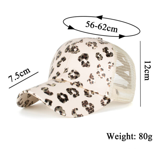Wholesale Women's spring and summer new leopard cross elastic net ponytail baseball cap cap cap sun hat sunshade hat B798