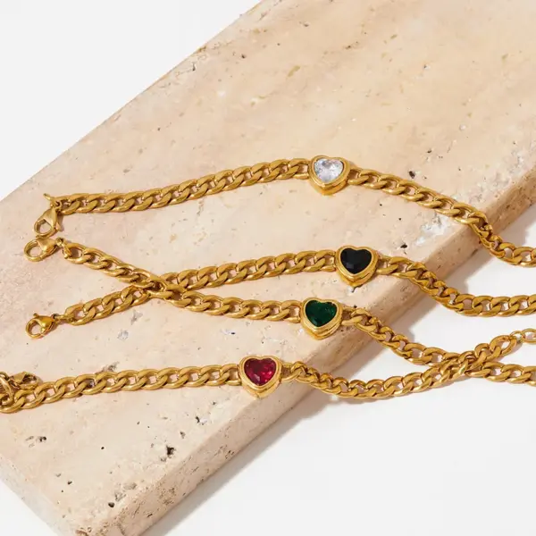 PVD Coated Real Gold Plated 16K Gold White Gold Plated Gold Plating Heart Shape 304 Stainless Steel Simple Style Waterproof Non Tarnish Bracelets Earrings Necklace