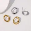 304 Stainless Steel Geometric Circle PVD Coated Stone-Free Real Gold Plated 18K Gold Elegant Simple Style IG Style Waterproof Non Tarnish Gold Silver Ear Studs