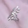 Wholesale PVD Coated Real Gold Plated 18K Gold Leaf 304 Stainless Steel Elegant Simple Style Waterproof Non Tarnish Open Rings