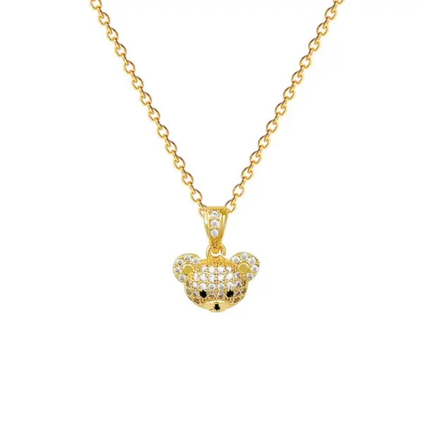 Wholesale Jewelry Cute Simple Style Commute Little Bear Titanium Steel Copper Zircon Gold Plated Inlay Cable Chain Jewelry Set