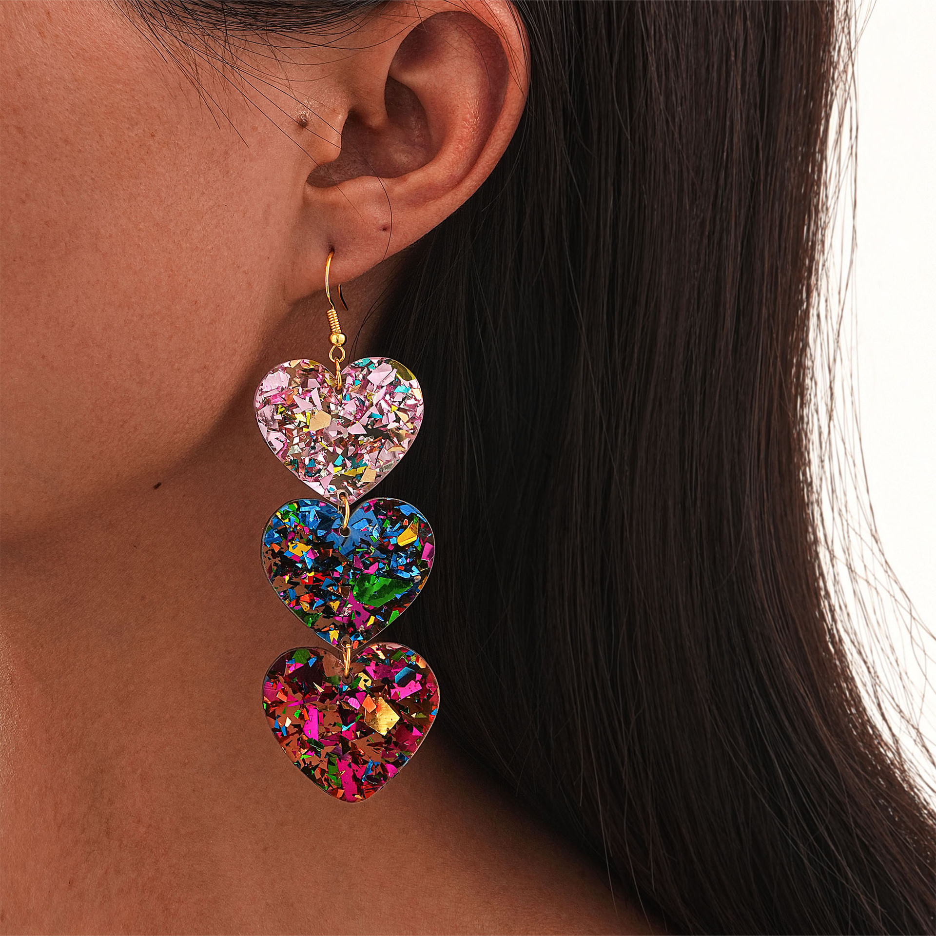 Wholesale Fully managed new eco-friendly acrylic earrings European and American fashion Valentine's Day love ing earrings factory direct