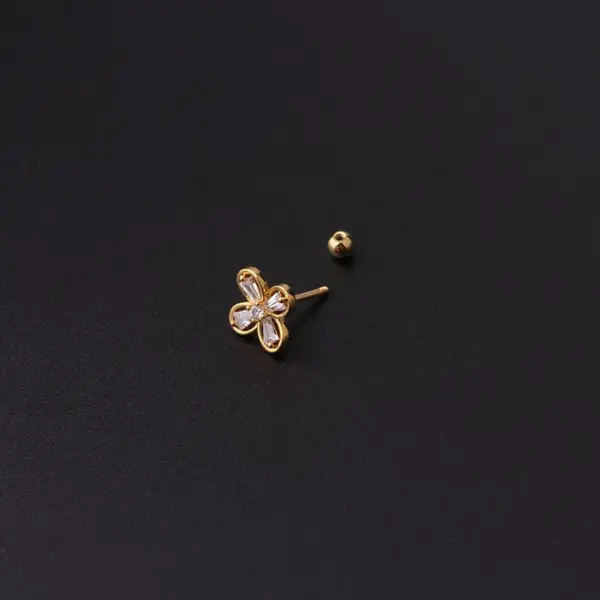 Copper Artificial Gemstones Ear Cartilage Rings & Studs Geometric Waterproof Non Tarnish Surgical Steel Women'S