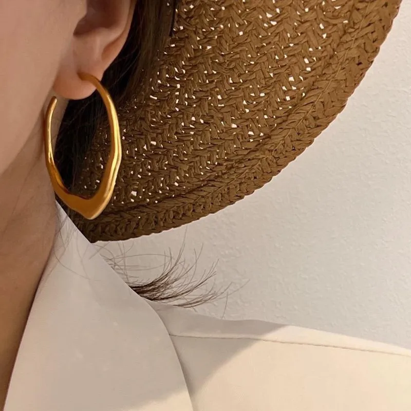 Wholesale PVD Coated Real Gold Plated 16K White Plating Solid Color 304 Stainless Steel Simple Style Waterproof Non Tarnish Hoop Earrings