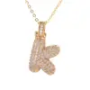 Wholesale Fashion Copper Plated Real Gold Micro-inlaid Zircon Letter Pendant Necklace