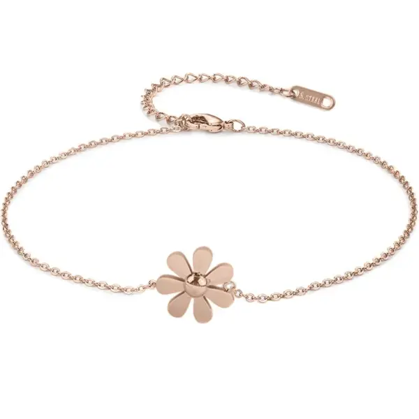 Wholesale Simple Style Flower Stainless Steel Women's Anklet