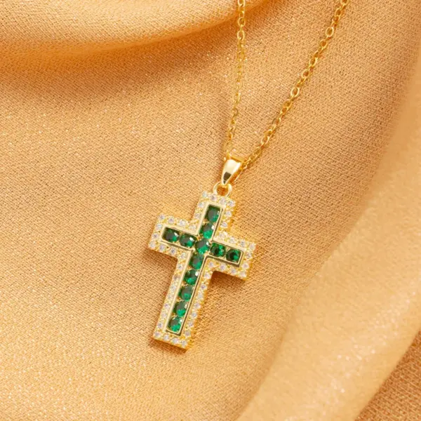 18K Gold Plated Real Gold Plated Cross Titanium Steel Hip-Hop Waterproof Non Tarnish Titanium Steel