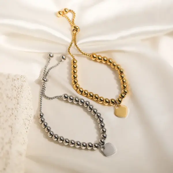 Wholesale Retro Simple Style Heart Shape 304 Stainless Steel Ball Chain Bracelets In Bulk