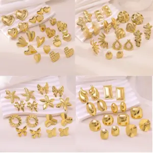 Wholesale Style 18K Gold Stainless Steel Compression Oil Earrings Irregular Stainless Steel Stud Earrings