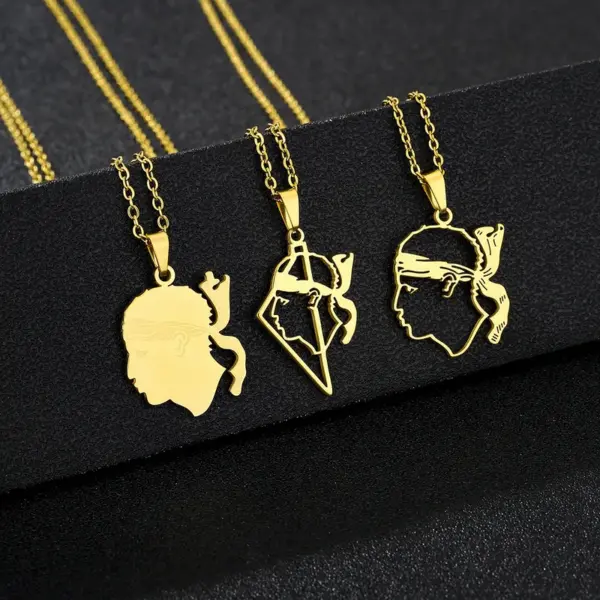 Wholesale Hot-Selling Stainless Steel Corsica Region Emblem Pendant Necklace Unisex Versatile Titanium Steel Sweater Chain Hoodie Chain Accessory