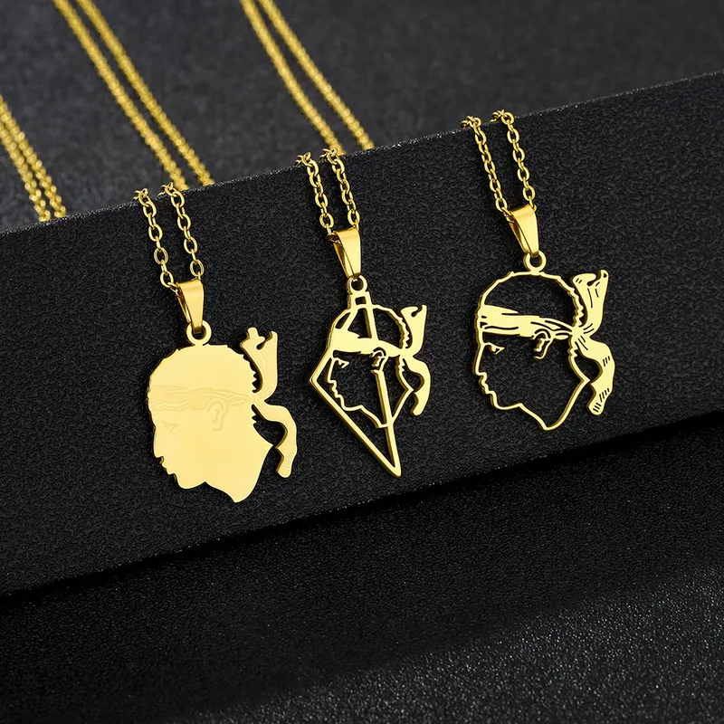 Wholesale Hot-Selling Stainless Steel Corsica Region Emblem Pendant Necklace Unisex Versatile Titanium Steel Sweater Chain Hoodie Chain Accessory