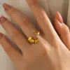 Wholesale Ion Plating (IP) 18K Gold Plated Irregular 304 Stainless Steel Simple Style IG Style Waterproof Non Tarnish Rings