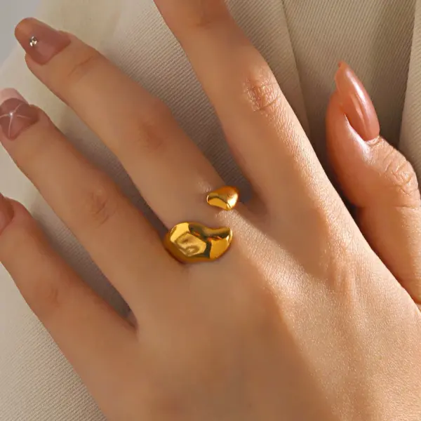 Wholesale Ion Plating (IP) 18K Gold Plated Irregular 304 Stainless Steel Simple Style IG Style Waterproof Non Tarnish Rings