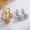 Wholesale 1 Pair Simple Style Commute Round Plating Inlay Copper Zircon 18k Gold Plated Drop Earrings