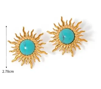 Wholesale 304 Stainless Steel Sun PVD Coated 18K Gold Plated IG Style Plating Gold Ear Studs