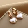 Real Gold Plated Heart Shape 304 Stainless Steel Fashion Waterproof Non Tarnish Drop Earrings