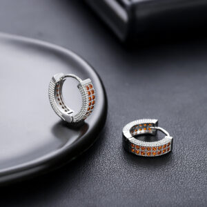 European and American silver orange diamond (one pair)