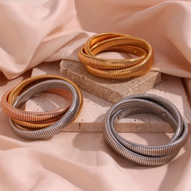 Wholesale 304 Stainless Steel Solid Color PVD Coated Stone-Free 18K Real Gold Plated Basic Simple Style Classic Style Waterproof Non Tarnish Plating B