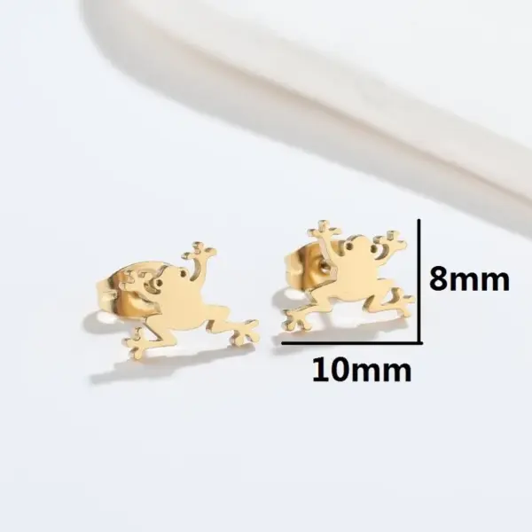 Wholesale PVD Coated 18K Gold Real Gold Plated Frog 304 Stainless Steel Fashion Waterproof Non Tarnish Ear Studs