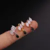 316L Stainless Steel Copper Zircon Ear Cartilage Rings & Studs Flower Waterproof Non Tarnish Surgical Steel Women'S