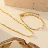Wholesale 304 Stainless Steel Freshwater Pearl Geometric Ion Plating (IP) Pearl 18K Gold Plated Simple Style Classic Style Streetwear Waterproof Non Tarnish Inlay Jewelry Set