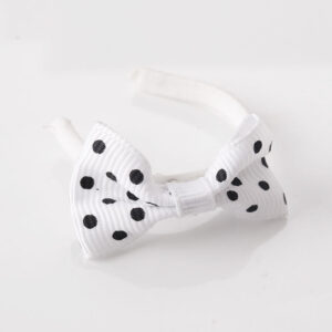 Big bow white polka dot headband
