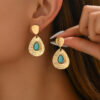 Wholesale Geometric retro design turquoise stud earrings