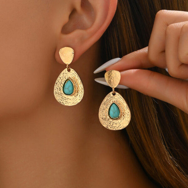 Wholesale Geometric retro design turquoise stud earrings