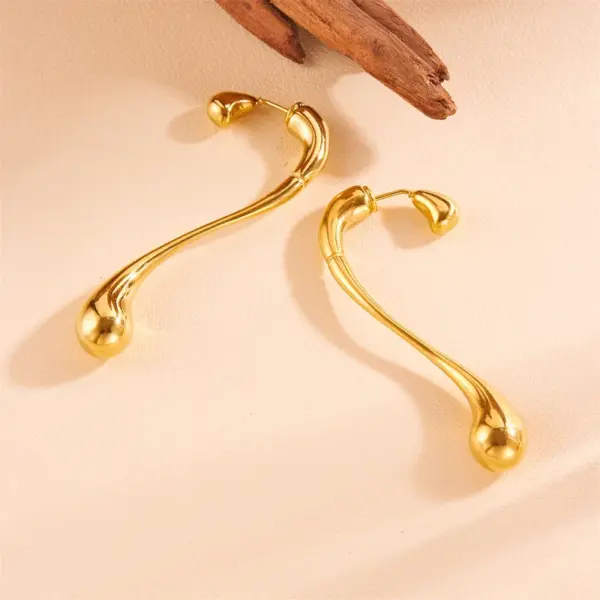 Wholesale 18K Real Gold Plated 304 Stainless Steel PVD Coated Rhinestones Solid Color Simple Style Drop Earrings For Women's