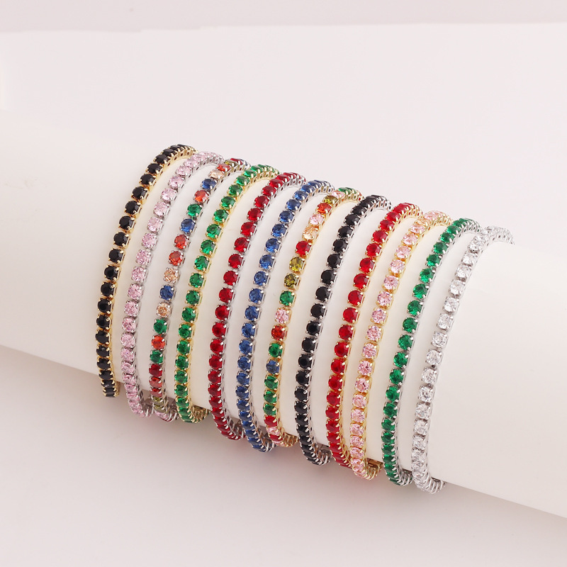 Wholesale European and American Fashion Simple Personality Bracelet Cross-border New Color Zircon Bracelet Internet Celebrity Temperament Design Feeli