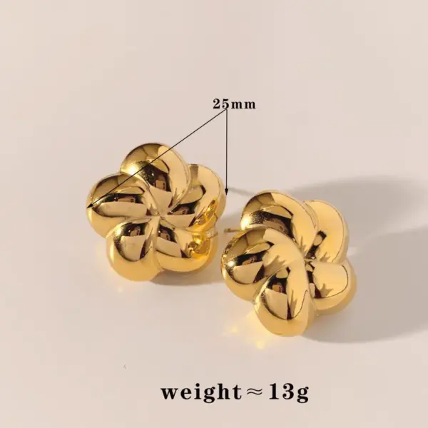 PVD Coated Real Gold Plated 16K Gold White Gold Plated Gold Plating Flower 304 Stainless Steel Casual Sweet Waterproof Non Tarnish Earrings Necklace