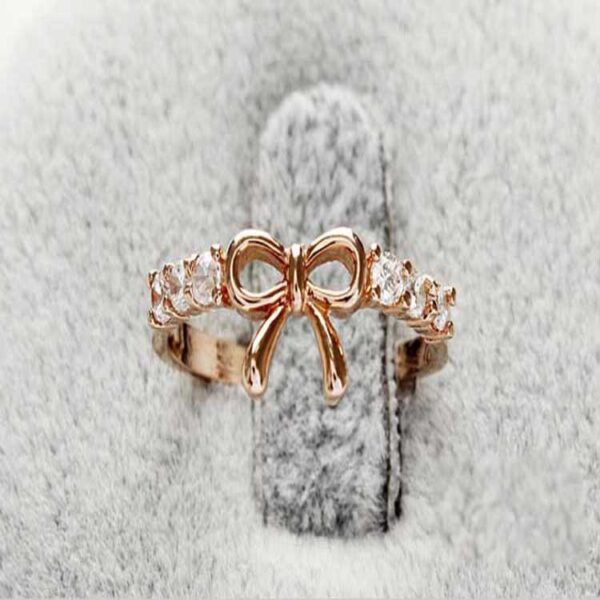 Wholesale Japanese and Korean Jewelry Simple Diamond Bow Ring Handset Finger Ring for Women