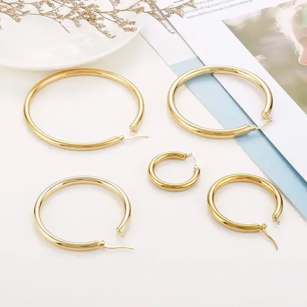 Wholesale PVD Coated 18K Gold Plated Geometric Stainless Steel Fashion Waterproof Non Tarnish Earrings