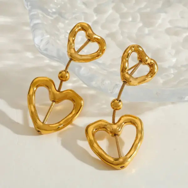 Wholesale 304 Stainless Steel Vacuum Electroplating (In Furnace) Plated 18K Real Gold Love Heart Necklace/Bracelet/Earrings