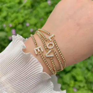 Wholesale Copper 18K Gold Plated Casual Simple Style Classic Style Plating Inlay Letter Zircon Bracelets
