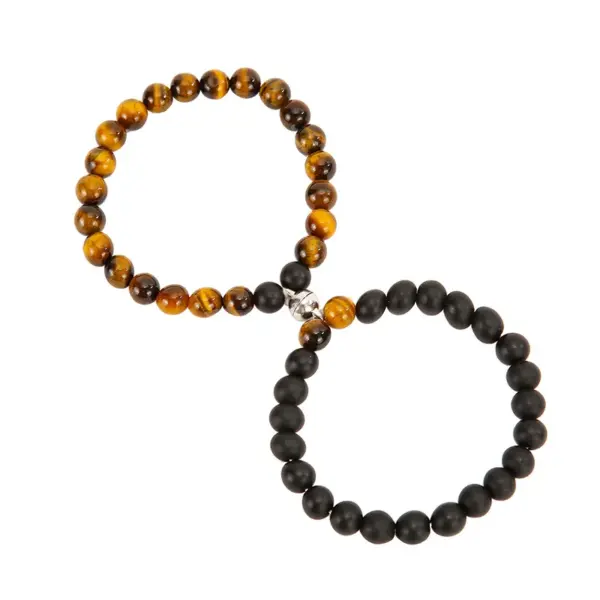 Wholesale Simple Style Round Alloy Tiger Eye Bracelets In Bulk
