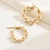 Wholesale 1 Pair Vacation Flower Plating 201 Stainless Steel Plastic 18K Gold Plated Hoop Earrings