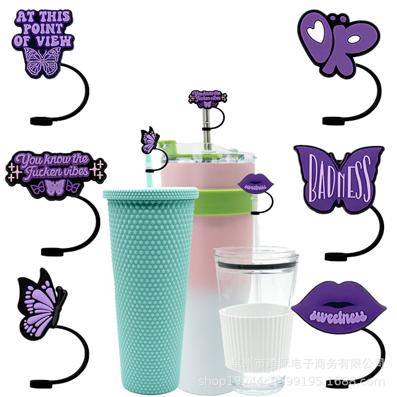 Wholesale New fashion trend straw cap cute cartoon cross-border straw sle silicone dust plug party straw cover decoration
