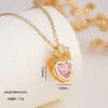 Wholesale Titanium Steel Heart Shaped Necklace Women's Luxury Versatile Crown Pink Gold Plated Chain Fashionable Accessory