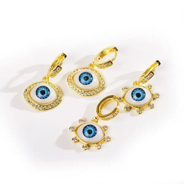 1 Pair Fashion Eye Polishing Inlay Copper Zircon Gold Plated Drop Earrings
