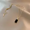 Wholesale PVD Coated Real Gold Plated 18K Gold Rectangle 304 Stainless Steel Simple Style Waterproof Non Tarnish 304 Stainless Steel Necklace